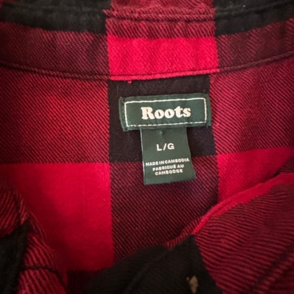 Roots oversize Buffalo plaid button down shirt size L - Picture 9 of 14